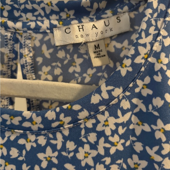 CHAUS NY Blue and White Floral Women's Top - Picture 3 of 7